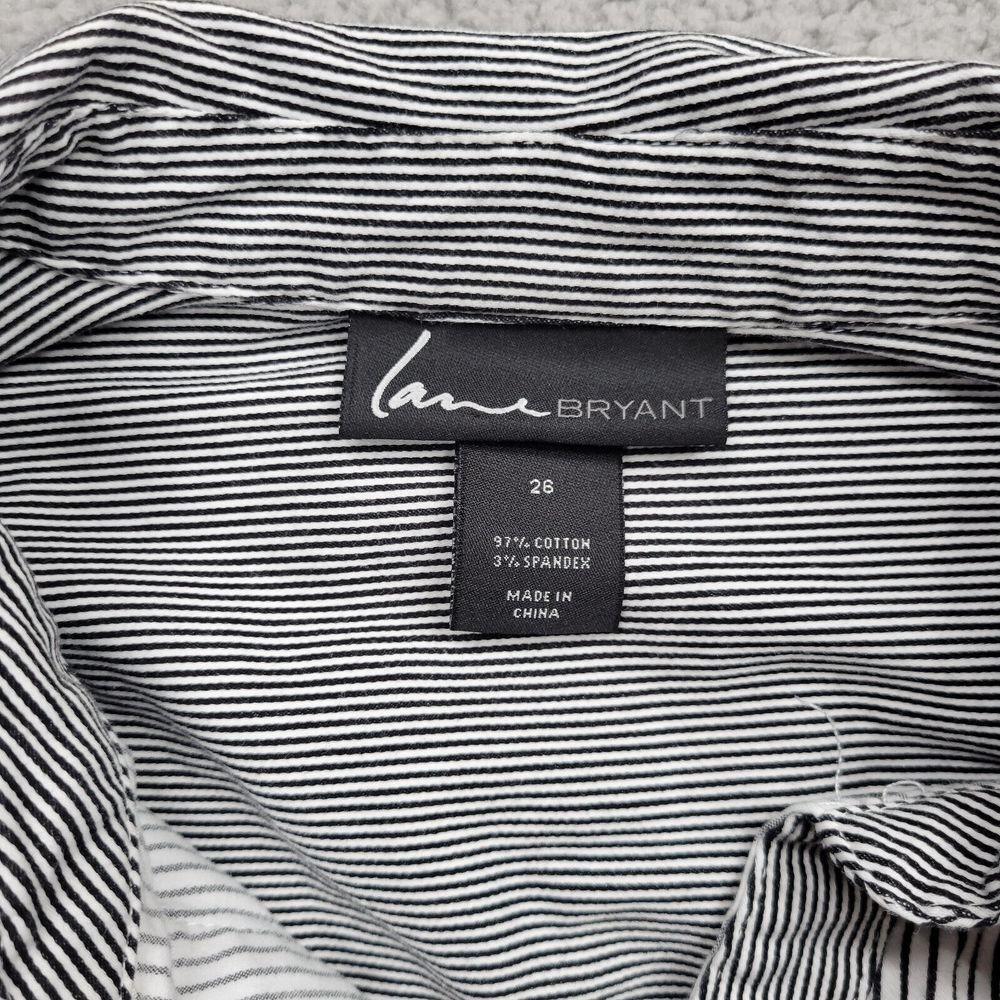 Lane Bryant Shirt Womens ' 26 White Black Striped Long Sleeve Button Up - Picture 3 of 15